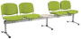 CL - 25 + D, čalouněná lavice do čekárny, 4-sedák, stolek, látka SUE - S 34 hráškově zelená, kostra chrom