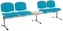 CL - 25 + D, čalouněná lavice do čekárny, 4-sedák, stolek, látka SUE - S 65 tyrkysová, kostra chrom