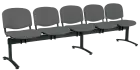CL - 25, čalouněná lavice do čekárny, 5-sedák, látka SUE - S 24 tmavě šedá, kostra černá