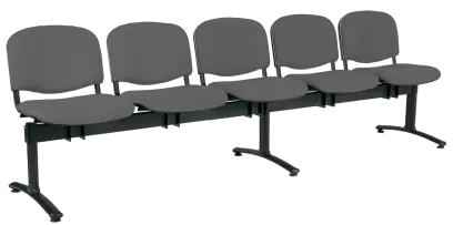 CL - 25, čalouněná lavice do čekárny, 5-sedák, látka SUE - S 24 tmavě šedá, kostra černá