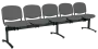 CL - 25, čalouněná lavice do čekárny, 5-sedák, látka SUE - S 24 tmavě šedá, kostra černá