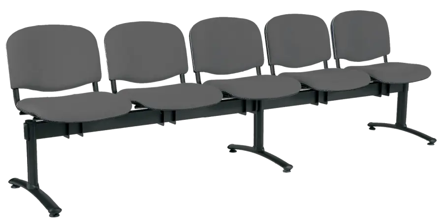 CL - 25, čalouněná lavice do čekárny, 5-sedák, látka SUE - S 24 tmavě šedá, kostra černá