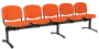 CL - 25, čalouněná lavice do čekárny, 5-sedák, látka SUE - S 46 oranžová, kostra černá