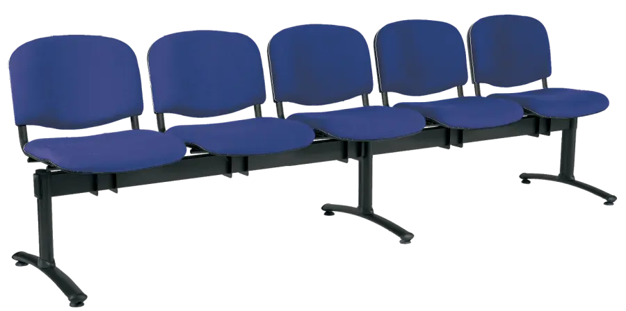 CL - 25, čalouněná lavice do čekárny, 5-sedák, látka SUE - S 9 tmavě modrá, kostra černá