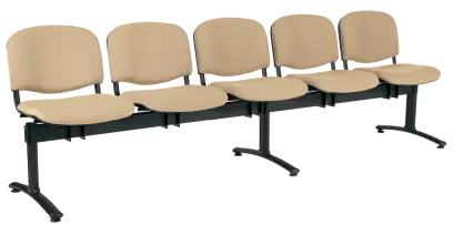 CL - 25, čalouněná lavice do čekárny, 5-sedák, látka SUE - S 1219 krémová, kostra černá