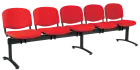 CL - 25, čalouněná lavice do čekárny, 5-sedák, látka SUE - S 2 červená, kostra černá
