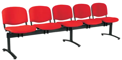 CL - 25, čalouněná lavice do čekárny, 5-sedák, látka SUE - S 2 červená, kostra černá