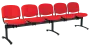 CL - 25, čalouněná lavice do čekárny, 5-sedák, látka SUE - S 2 červená, kostra černá