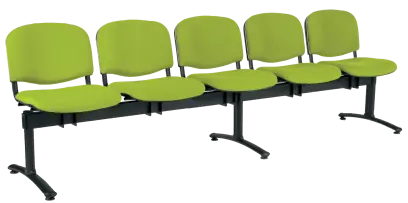 CL - 25, čalouněná lavice do čekárny, 5-sedák, látka SUE - S 34 hráškově zelená, kostra černá