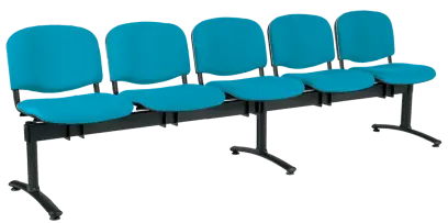 CL - 25, čalouněná lavice do čekárny, 5-sedák, látka SUE - S 65 tyrkysová, kostra černá