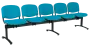 CL - 25, čalouněná lavice do čekárny, 5-sedák, látka SUE - S 65 tyrkysová, kostra černá