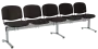 CL - 25, čalouněná lavice do čekárny, 5-sedák, látka SUE - S 1 černá, kostra stříbrná
