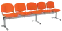 CL - 25, čalouněná lavice do čekárny, 5-sedák, látka SUE - S 46 oranžová, kostra stříbrná
