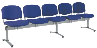 CL - 25, čalouněná lavice do čekárny, 5-sedák, látka SUE - S 9 tmavě modrá, kostra stříbrná
