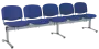 CL - 25, čalouněná lavice do čekárny, 5-sedák, látka SUE - S 9 tmavě modrá, kostra stříbrná