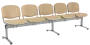 CL - 25, čalouněná lavice do čekárny, 5-sedák, látka SUE - S 1219 krémová, kostra stříbrná