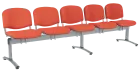 CL - 25, čalouněná lavice do čekárny, 5-sedák, látka SUE - S 1447 lososová, kostra stříbrná