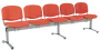 CL - 25, čalouněná lavice do čekárny, 5-sedák, látka SUE - S 1447 lososová, kostra stříbrná