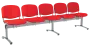 CL - 25, čalouněná lavice do čekárny, 5-sedák, látka SUE - S 2 červená, kostra stříbrná