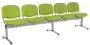CL - 25, čalouněná lavice do čekárny, 5-sedák, látka SUE - S 34 hráškově zelená, kostra stříbrná