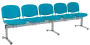 CL - 25, čalouněná lavice do čekárny, 5-sedák, látka SUE - S 65 tyrkysová, kostra stříbrná