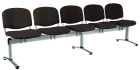 CL - 25, čalouněná lavice do čekárny, 5-sedák, látka SUE - S 1 černá, kostra chrom