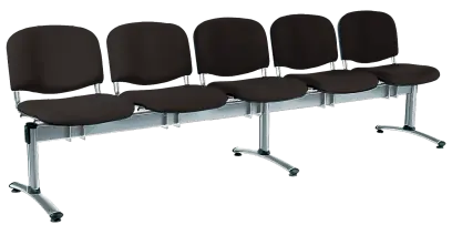 CL - 25, čalouněná lavice do čekárny, 5-sedák, látka SUE - S 1 černá, kostra chrom