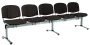 CL - 25, čalouněná lavice do čekárny, 5-sedák, látka SUE - S 1 černá, kostra chrom