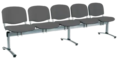 CL - 25, čalouněná lavice do čekárny, 5-sedák, látka SUE - S 24 tmavě šedá, kostra chrom