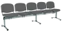 CL - 25, čalouněná lavice do čekárny, 5-sedák, látka SUE - S 24 tmavě šedá, kostra chrom
