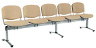 CL - 25, čalouněná lavice do čekárny, 5-sedák, látka SUE - S 1219 krémová, kostra chrom