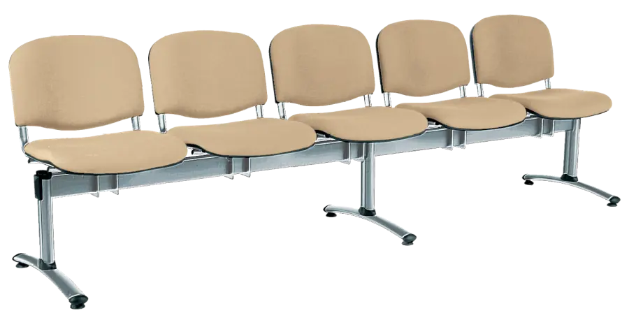 CL - 25, čalouněná lavice do čekárny, 5-sedák, látka SUE - S 1219 krémová, kostra chrom