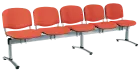 CL - 25, čalouněná lavice do čekárny, 5-sedák, látka SUE - S 1447 lososová, kostra chrom
