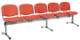 CL - 25, čalouněná lavice do čekárny, 5-sedák, látka SUE - S 1447 lososová, kostra chrom