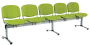 CL - 25, čalouněná lavice do čekárny, 5-sedák, látka SUE - S 34 hráškově zelená, kostra chrom