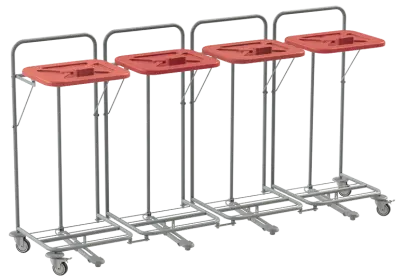 VK 120 - 4N vozík na třídění odpadu a prádla, nožní otevírání plast - VK - červený