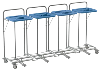 VK 120 - 4N vozík na třídění odpadu a prádla, nožní otevírání plast - VK - modrý