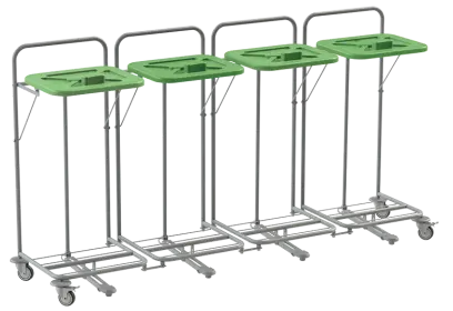 VK 120 - 4N vozík na třídění odpadu a prádla, nožní otevírání plast - VK - zelený