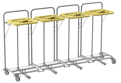 VK 120 - 4N vozík na třídění odpadu a prádla, nožní otevírání plast - VK - žlutý