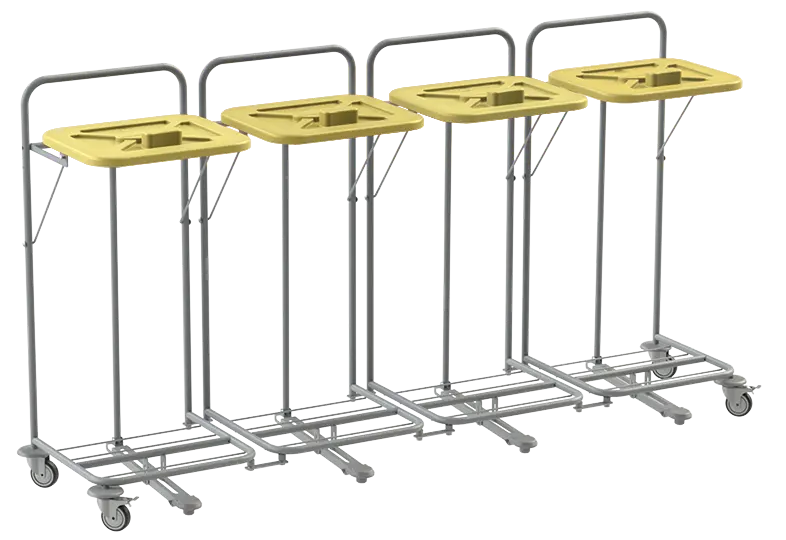 VK 120 - 4N vozík na třídění odpadu a prádla, nožní otevírání plast - VK - žlutý