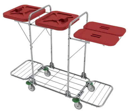 VK 120 - 80R vozík na třídění odpadu a prádla, ruční otevírání plast - VK - červený