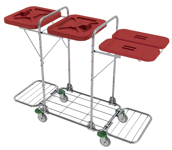 VK 120 - 80R vozík na třídění odpadu a prádla, ruční otevírání plast - VK - červený