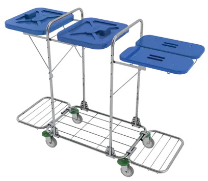 VK 120 - 80R vozík na třídění odpadu a prádla, ruční otevírání plast - VK - modrý