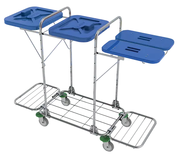 VK 120 - 80R vozík na třídění odpadu a prádla, ruční otevírání plast - VK - modrý