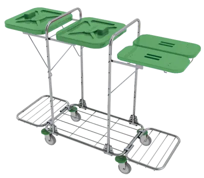 VK 120 - 80R vozík na třídění odpadu a prádla, ruční otevírání plast - VK - zelený