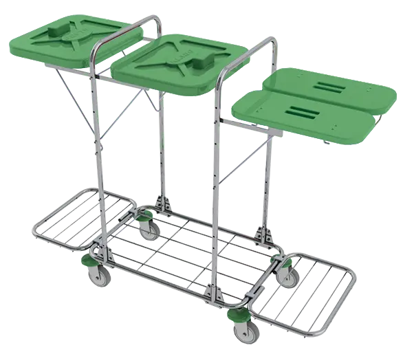 VK 120 - 80R vozík na třídění odpadu a prádla, ruční otevírání plast - VK - zelený