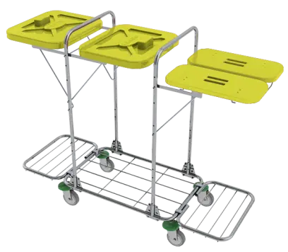 VK 120 - 80R vozík na třídění odpadu a prádla, ruční otevírání plast - VK - žlutý