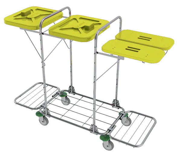 VK 120 - 80R vozík na třídění odpadu a prádla, ruční otevírání plast - VK - žlutý