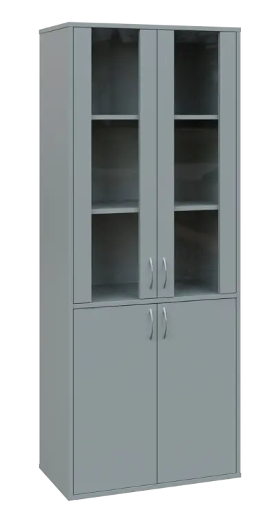 OV 5 - 8DS kancelářská skříň, 4-dveřová/prosklená, 1800x800x400, šedá