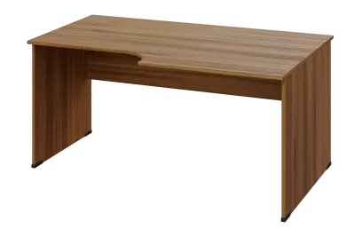 ERL 18 - 168 stůl kancelářský, rohový, pravý, dřevěná podnož, deska 18 mm, široký 1600 mm, ořech světlý